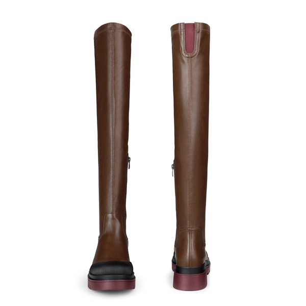 Thigh High Over The Knee Boots - BROWN PU - 4
